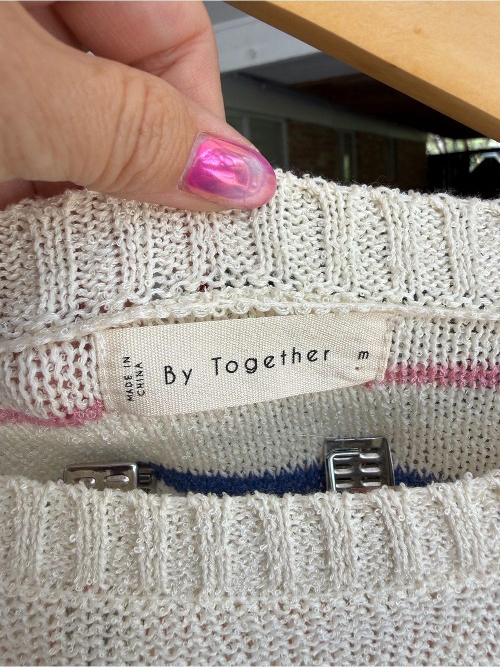 By Together Multicolor Striped Knit Sweater Women's M - Picture 4 of 5